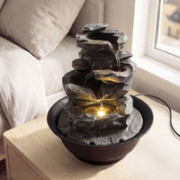 Tabletop Water Fountain with LED Light for Home Office
