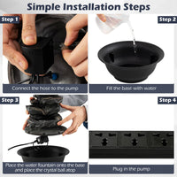 Tabletop Water Fountain with LED Light for Home Office