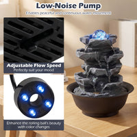 Indoor Water Fountain with Color Changing LED and Adjustable Flow