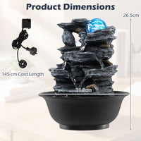 Tabletop Water Fountain with Rolling Crystal Ball and LED Light