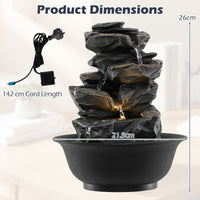 Tabletop Water Fountain with LED Light for Home Office