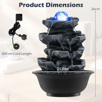 Indoor Water Fountain with Color Changing LED and Adjustable Flow