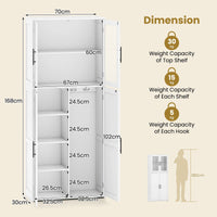 Tall Bathroom Storage Cabinet with Doors and Shelves for Mops Vacuum Cleaners
