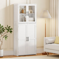 Tall Bathroom Storage Cabinet with Doors and Shelves for Mops Vacuum Cleaners