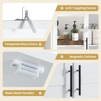 Tall Bathroom Storage Cabinet with Doors and Shelves for Mops Vacuum Cleaners