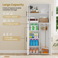 Tall Bathroom Storage Cabinet with Doors and Shelves for Mops Vacuum Cleaners