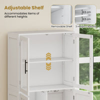Tall Bathroom Storage Cabinet with Doors and Shelves for Mops Vacuum Cleaners