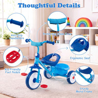 Toddler Tricycle for Boys Girls 2-5 with Rear Storage Basket and Metal Frame
