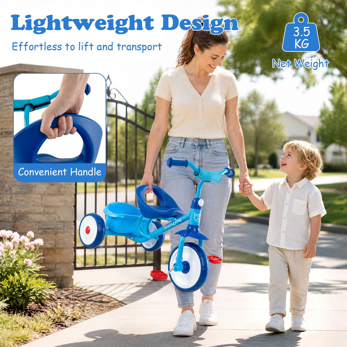 Toddler Tricycle for Boys Girls 2-5 with Rear Storage Basket and Metal Frame