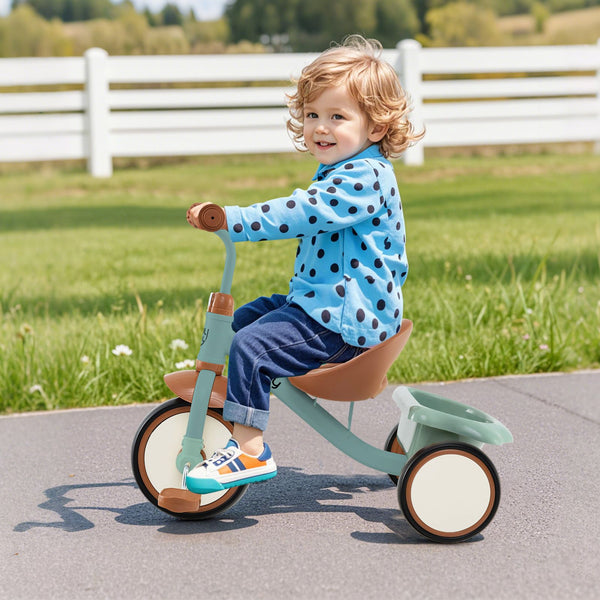 Toddler Tricycle with Adjustable Seat and Storage Basket for Aged 3-5 Years