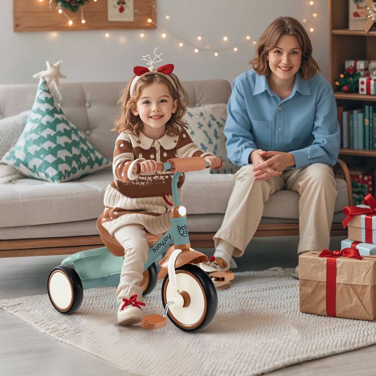 Toddler Tricycle with Adjustable Seat and Storage Basket for Aged 3-5 Years