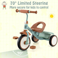 Toddler Tricycle with Adjustable Seat and Storage Basket for Aged 3-5 Years