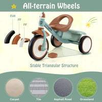 Toddler Tricycle with Adjustable Seat and Storage Basket for Aged 3-5 Years