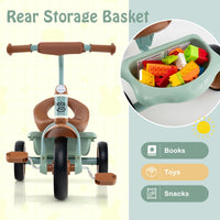 Toddler Tricycle with Adjustable Seat and Storage Basket for Aged 3-5 Years