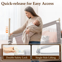 Bed Rail for Toddlers Vertical Lift Adjustable with Storage Pocket