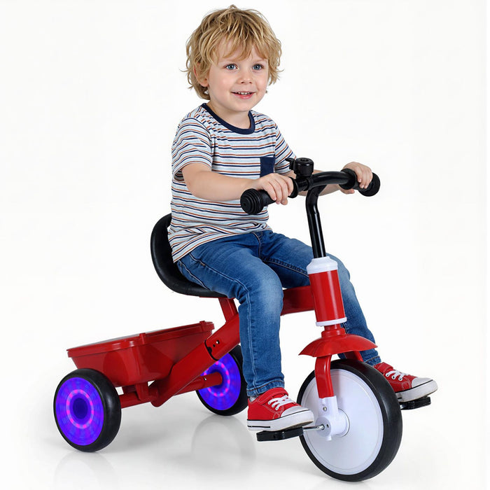 Toddler Bike with Glowing Rear Wheels and Adjustable Seat