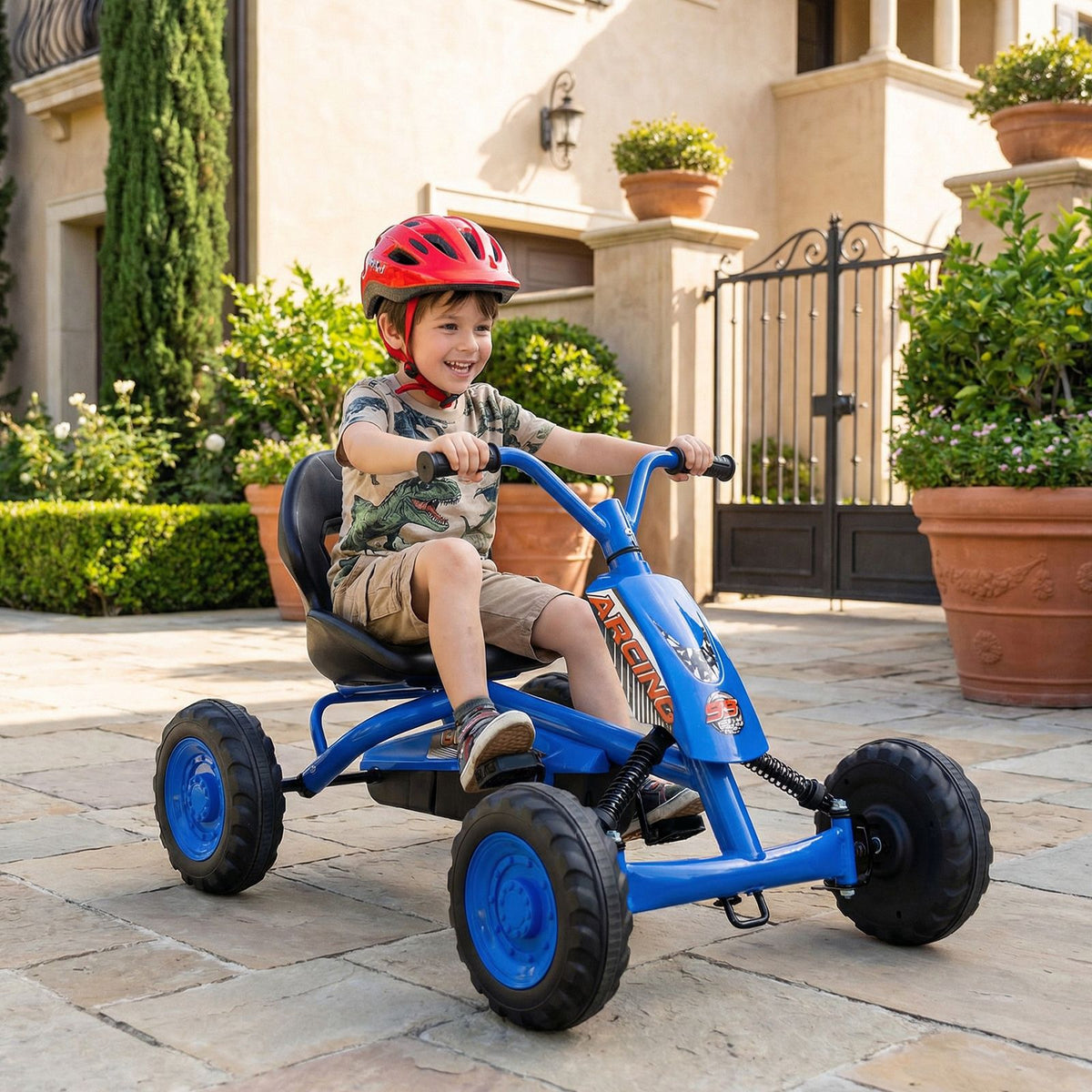 4 Wheel Toddler Ride On Pedal Car with Steering Handlebars