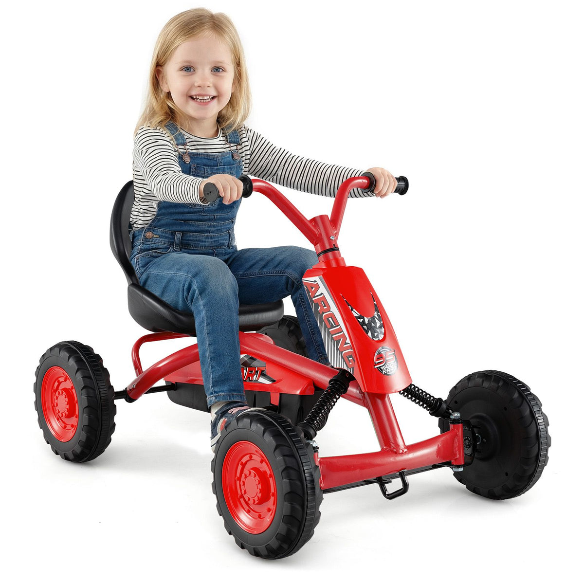 4 Wheel Toddler Ride On Pedal Car with Steering Handlebars