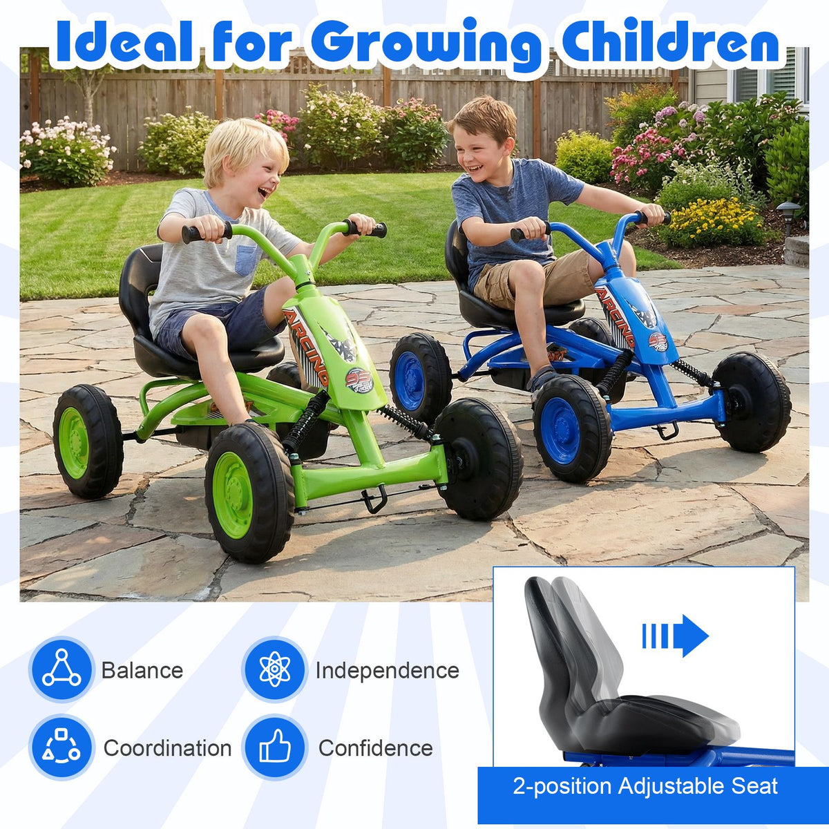4 Wheel Toddler Ride On Pedal Car with Steering Handlebars