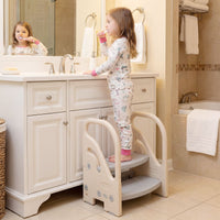 Toddler Step Stool with Adjustable 2/3-Step and Safety Handles for Bedroom