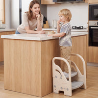 Toddler Step Stool with Adjustable 2/3-Step and Safety Handles for Bedroom
