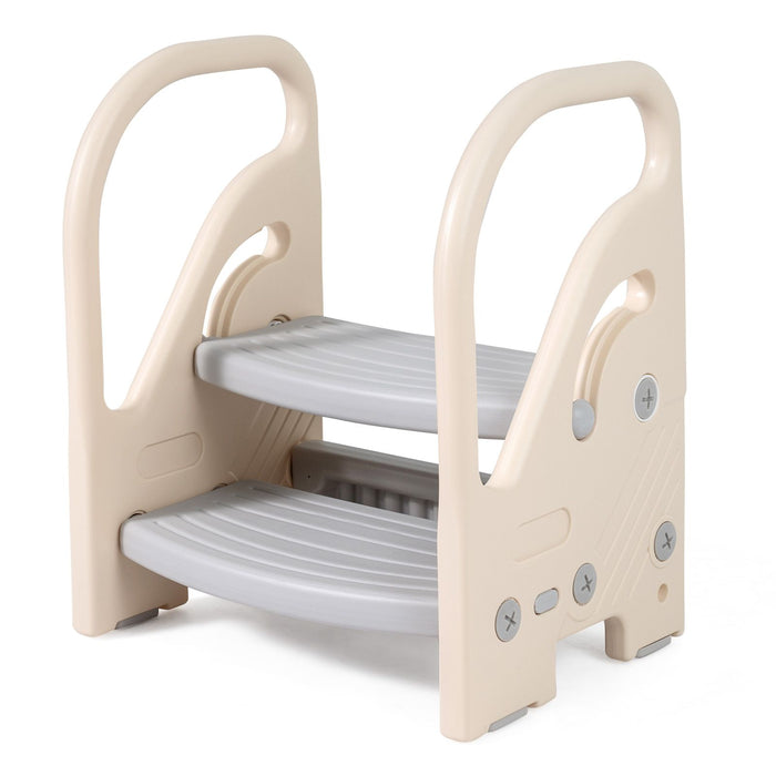 Toddler Step Stool with Adjustable 2/3-Step and Safety Handles for Bedroom