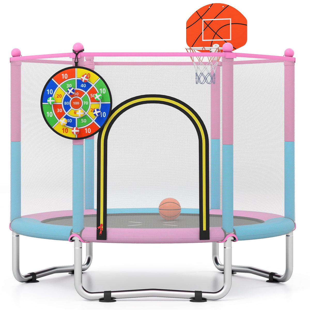 Toddler Trampoline with Basketball Hoop and No-gap Design for Kids