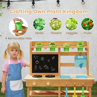 Toddler Wooden Pretend Play Kitchen Playset with Faucet and Pots