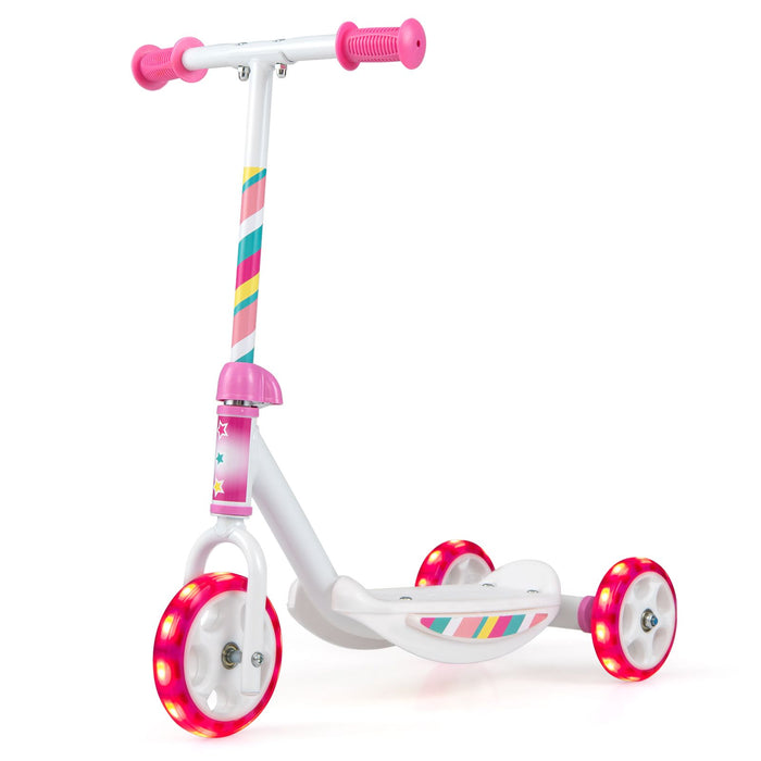 Toddlers Kick Scooter with LED Light Up Wheels and Wide Anti-Slip Deck