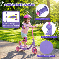 Toddler 3 Wheel Kick Scooter with LED Light Up Wheels and Wide Anti Slip Deck