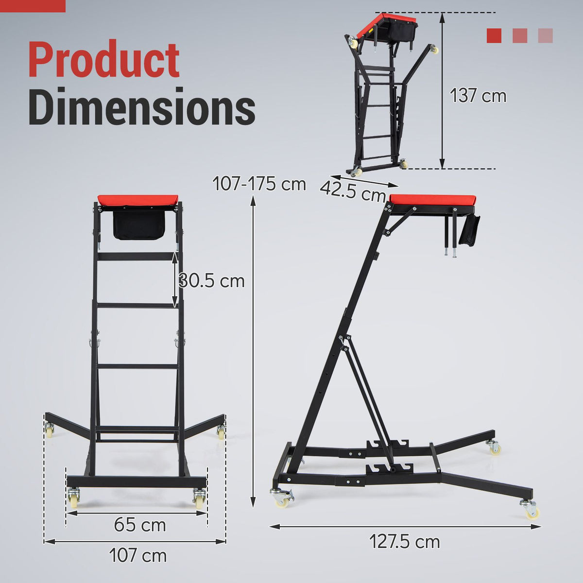 Topside Automotive Engine Creeper with 180kg Capacity and Adjustable Height for Garage Repair