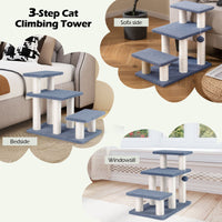 2-in-1 Cat Tree Tower Pet Steps with Sisal Scratching Posts and 3 Large Platforms