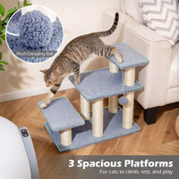 2-in-1 Cat Tree Tower Pet Steps with Sisal Scratching Posts and 3 Large Platforms
