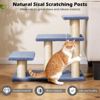 2-in-1 Cat Tree Tower Pet Steps with Sisal Scratching Posts and 3 Large Platforms
