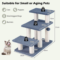 2-in-1 Cat Tree Tower Pet Steps with Sisal Scratching Posts and 3 Large Platforms