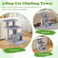 2-in-1 Cat Tree Tower Pet Steps with 3 Large Platforms and Sisal Scratching Post