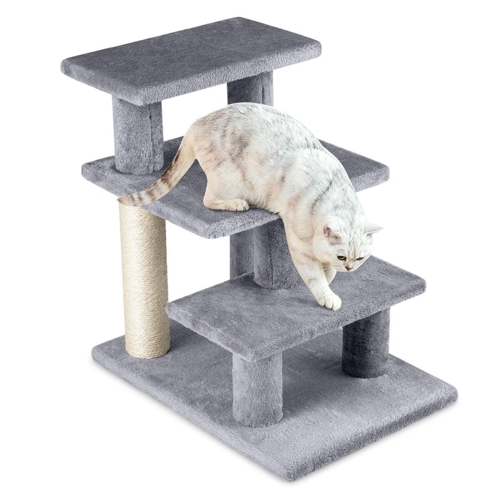 2-in-1 Cat Tree Tower Pet Steps with 3 Large Platforms and Sisal Scratching Post