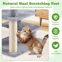 2-in-1 Cat Tree Tower Pet Steps with 3 Large Platforms and Sisal Scratching Post