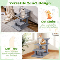 2-in-1 Cat Tree Tower Pet Steps with 3 Large Platforms and Sisal Scratching Post