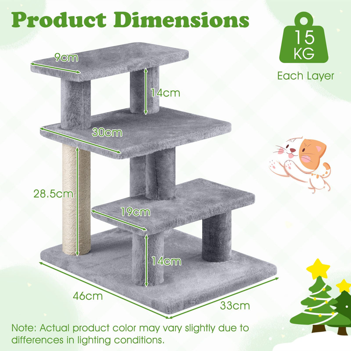 2-in-1 Cat Tree Tower Pet Steps with 3 Large Platforms and Sisal Scratching Post