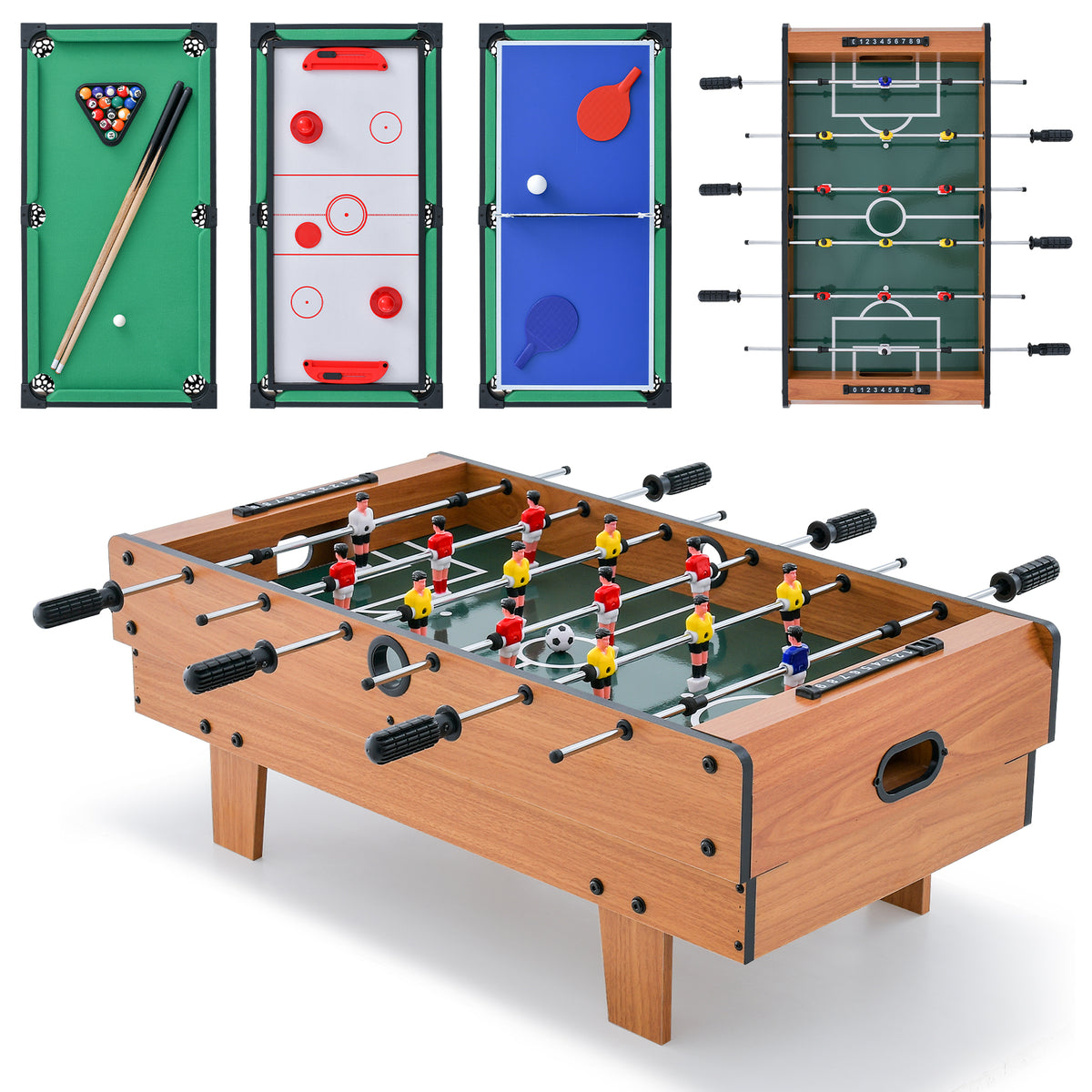 4 in 1 Combo Game Table Set, Foosball Table w/ Billiards