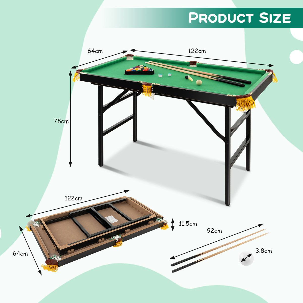 122 CM Folding Billiard/Pool Table Set w/ Accessories