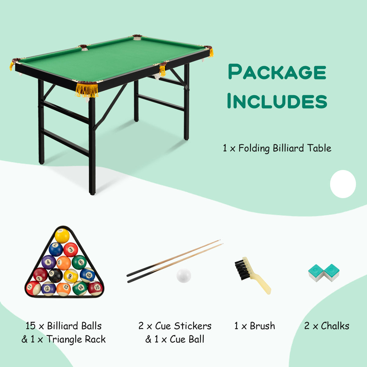 122 CM Folding Billiard/Pool Table Set w/ Accessories