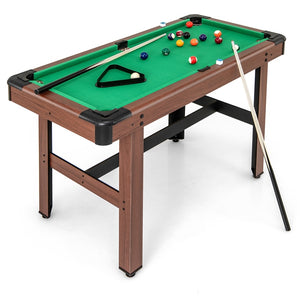 1.2M Pool Table for Kids & Adults, Wooden Billiard Game Table w/Full Set of Balls