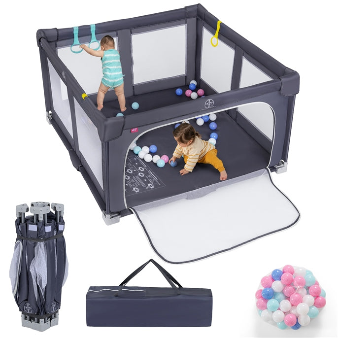 127cm x 127cm Large Baby Playpen with Zipper Gate