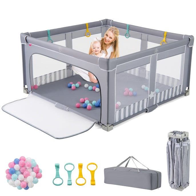 150cm x 150cm Large Baby Playpen with Zipper Gate