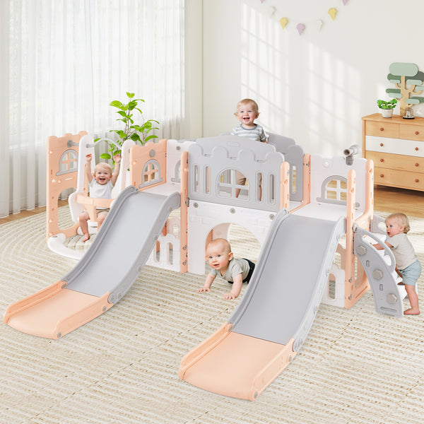 Kids Double Slides and Climber Playset