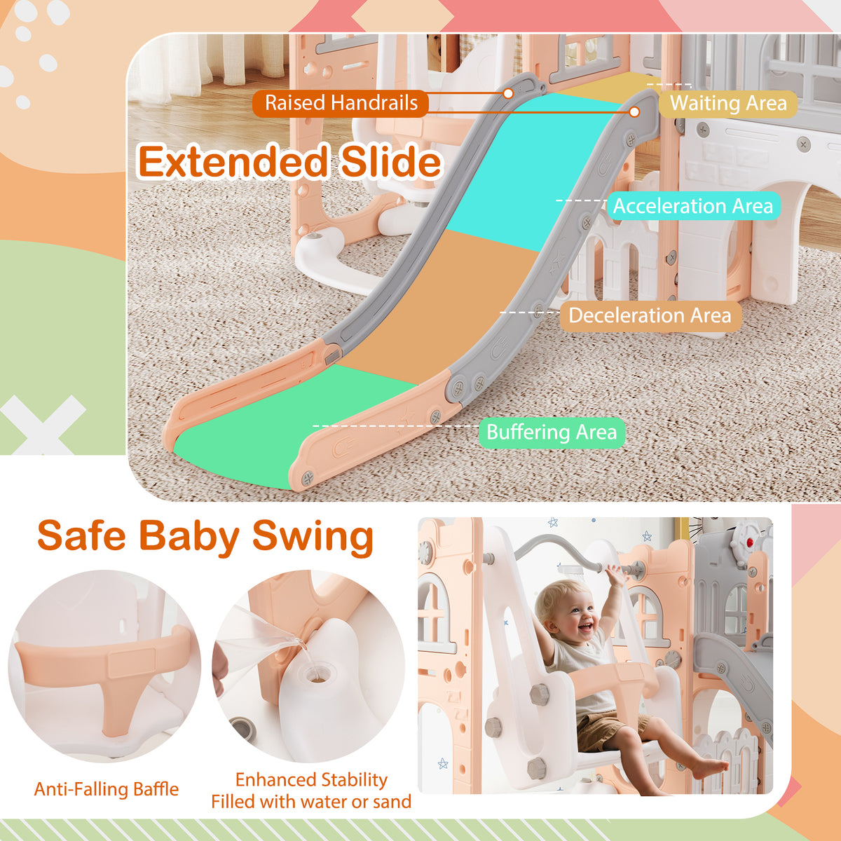 10 in 1 Toddler Swing and Slide Set