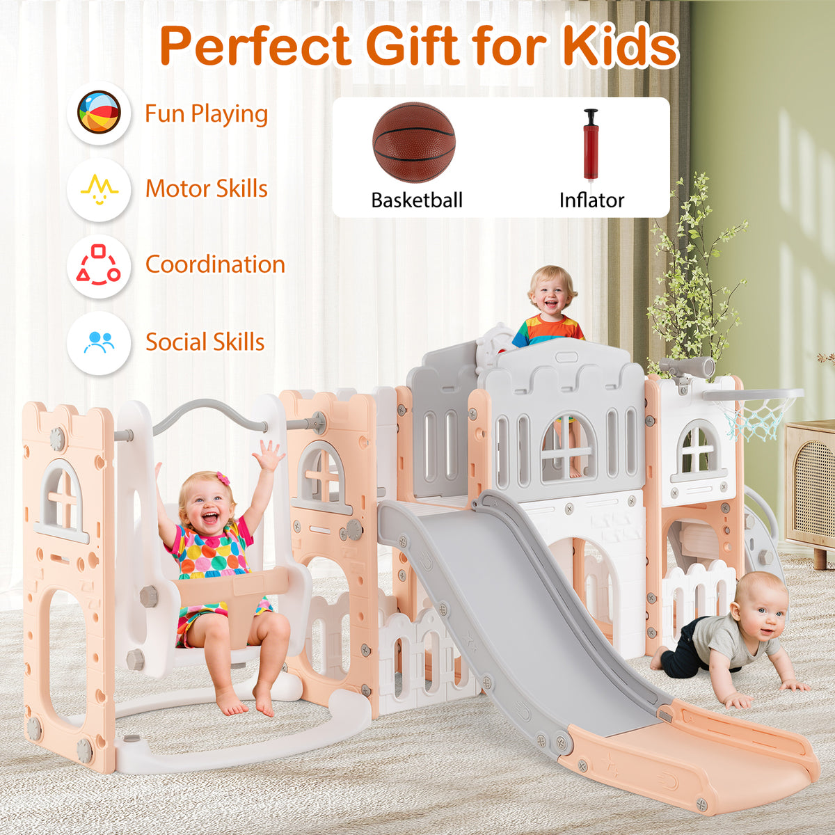 10 in 1 Toddler Swing and Slide Set