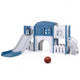 All in 1 L-shaped Toddle Slide with Tunnel and Basketball Hoop for Toddlers Age 1-3